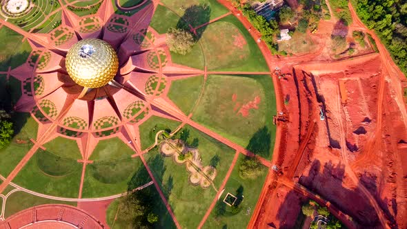 Arial View of Auroville. Auroville is an experimental township in Viluppuram district mostly in the