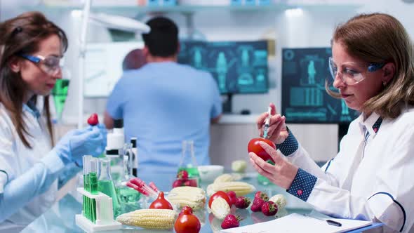 Busy Day in GMO Food Genetics Laboratory alt