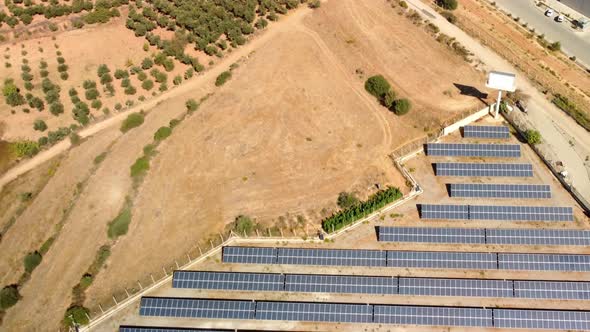 Aerial View of a Solar Farm on the Field