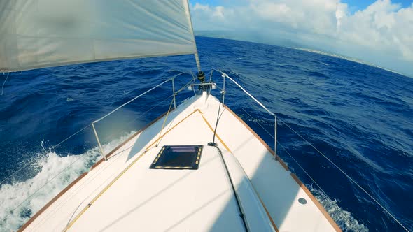 Big Boat Sails in Ocean During Vacation