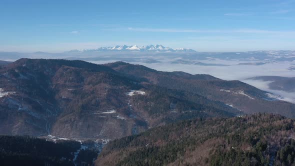 Aerial view of the ski resort in Krompachy city in Slovakia