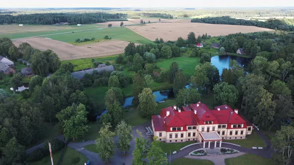 Dikli Palace and Park. Old Manor at City Valmiera, Latvia.