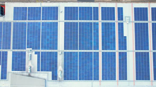 4K : Aerial View above Solar Photovoltaic Modules