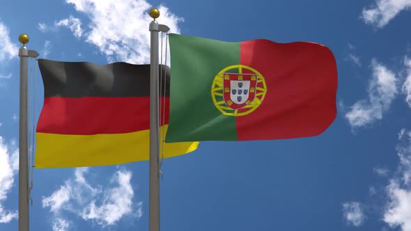 Germany Flag Vs Portugal On Flagpole