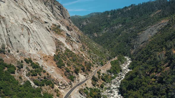 River & Road In The Valley