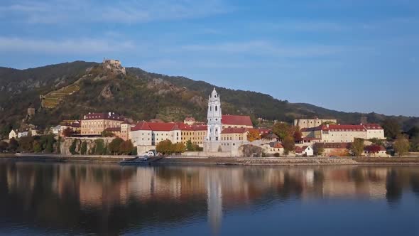 Aerial of Durnstein, Wachau Valley, Austria