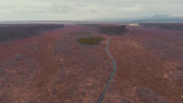 Countryside road going through valley