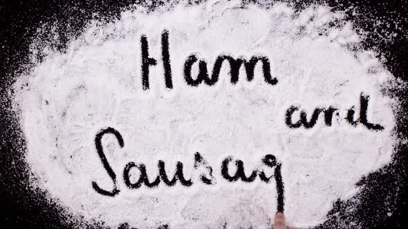 Salt Writing Black   Ham And Sausages