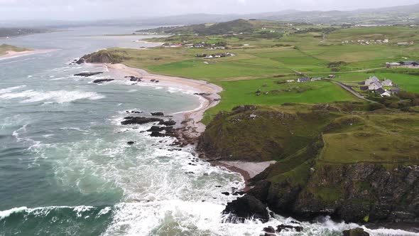 Aerial View of Doagh, North Coast County Donegal, Ireland