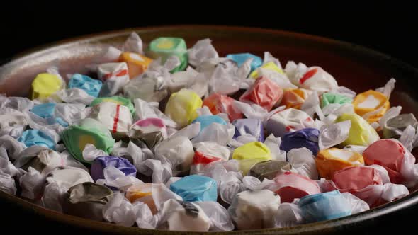 Rotating shot of salt water taffies - CANDY TAFFY 019