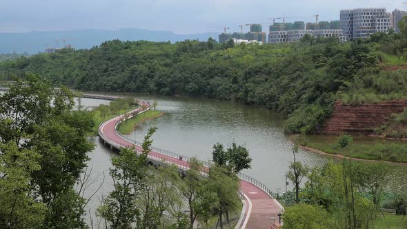 Picturesque Park Area in Modern Megapolis Recreation Area in City Center