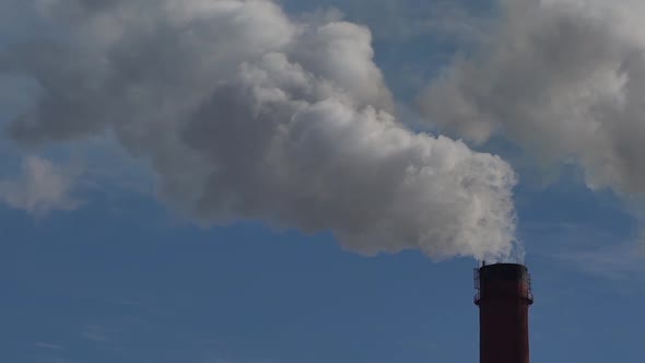 Smoke Comes From the Chimney. Air Pollution. Slow Motion. Ecology. Kyiv. Ukraine