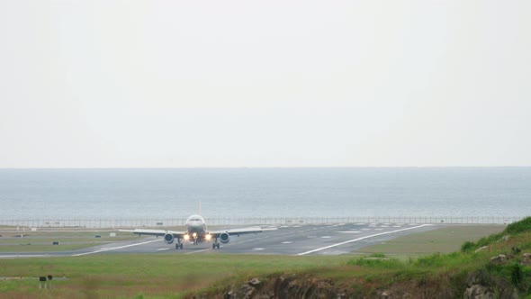 Airliner on the Background of the Ocean