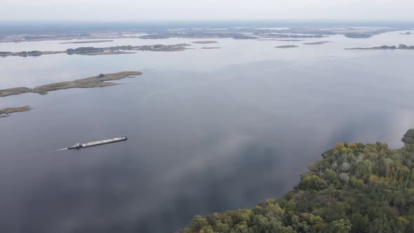 Aerial View of the Dnipro River - the Main River of Ukraine