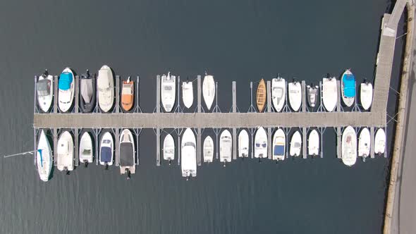 Aerial view of boats in Risor city (Risor) in Norway