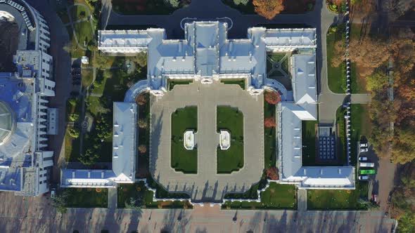Mariyinsky Palace From the Top. Aerial View of an Official Ceremonial Residence of the President of