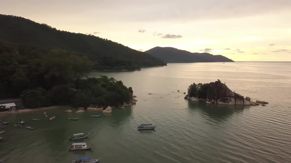Aerial view love island at Batu Ferringhi / Videohive