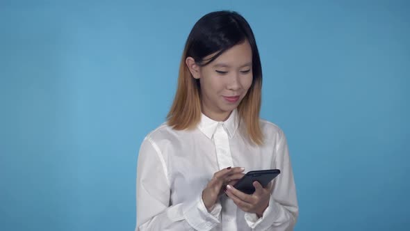 Beautiful Korean Female Scrolling Mobile