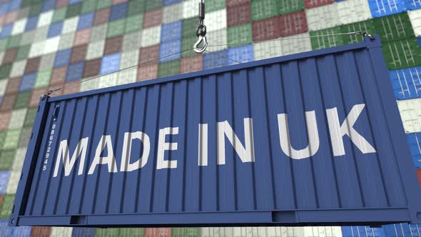 Cargo Container with MADE IN UK Caption