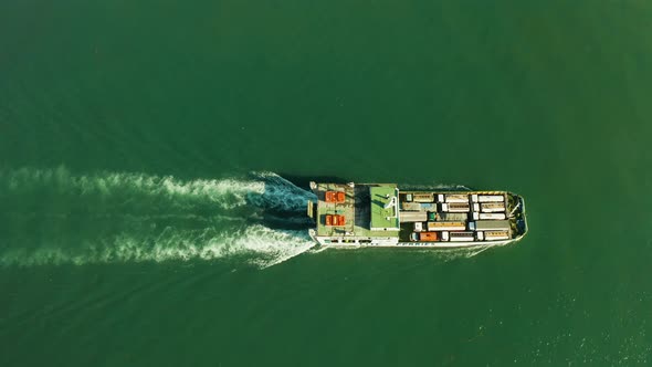 Cargo Ship in the Blue Sea, Cebu, Philippines.