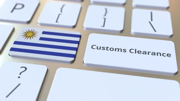 CUSTOMS CLEARANCE Text and Flag of Uruguay on the Buttons