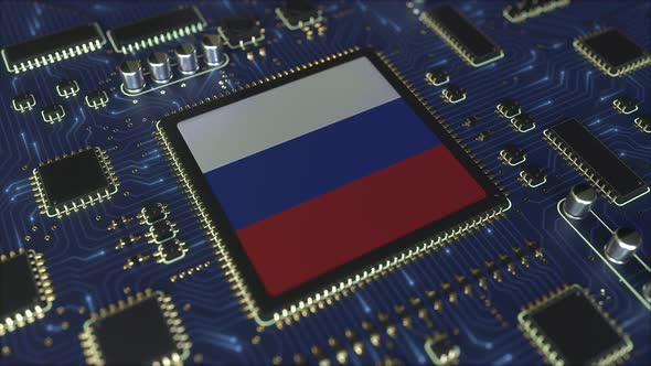 National Flag of Russia on the Operating Chipset
