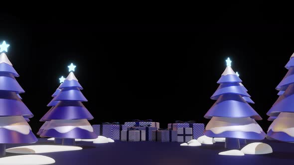 Christmas Tree Snow Blue 3D Alpha Channel