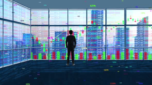 Large Screen Of Stock Price Change In Business Finance Stock Exchange