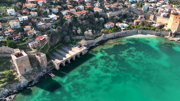 Alanya Castle Alanya Kalesi Aerial View 4K