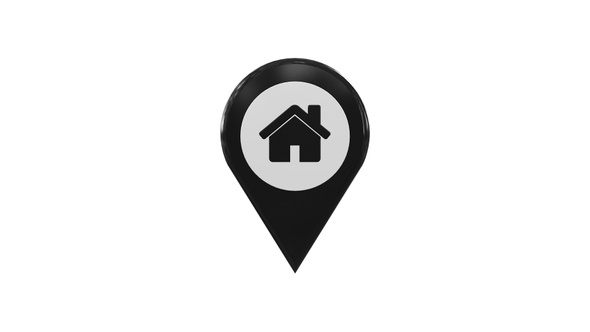 Black 3D Home Map Location Pin V10