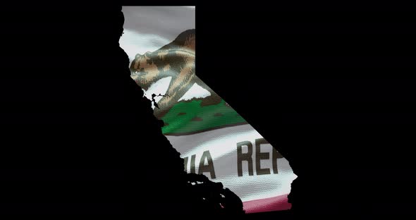 California state flag waving background. Alpha channel