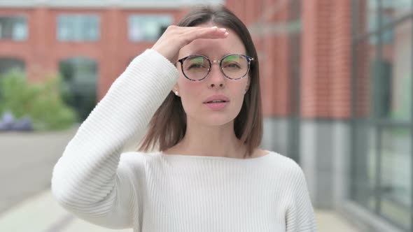 Woman Looking Around, Searching, Outdoor