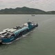 Aerial View of Cargo Barge/Ship Filled with Cars Crossing Lake/River 02 - VideoHive Item for Sale