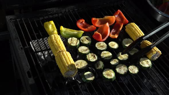 Fresh Grilled Vegetables on Barbecue for Dinner