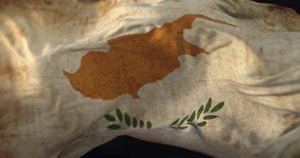 Old Cyprus Flag Waving
