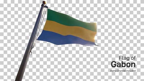 Gabon Flag on a Flagpole with Alpha-Channel