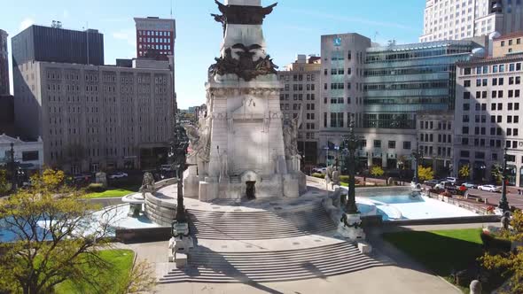 Aerial of Indianapolis Soldiers and Sailors Monument in Center of City