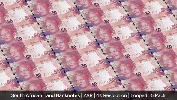 South Africa Banknotes Money / South African  rand / Currency R / ZAR/ | 5 Pack | - 4K