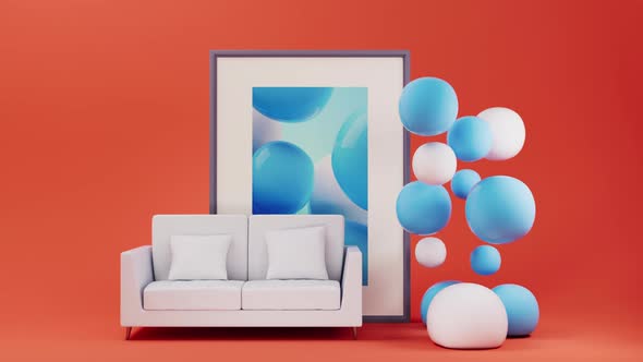 Sofa with orange background