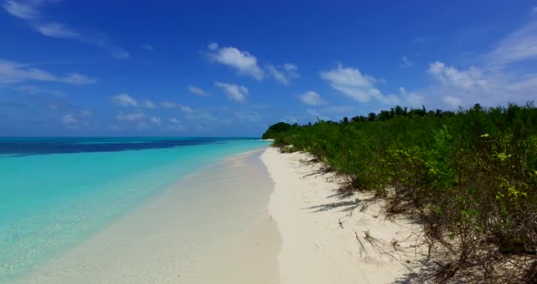 Natural aerial abstract view of a white sandy paradise beach and blue sea background in hi res 4K