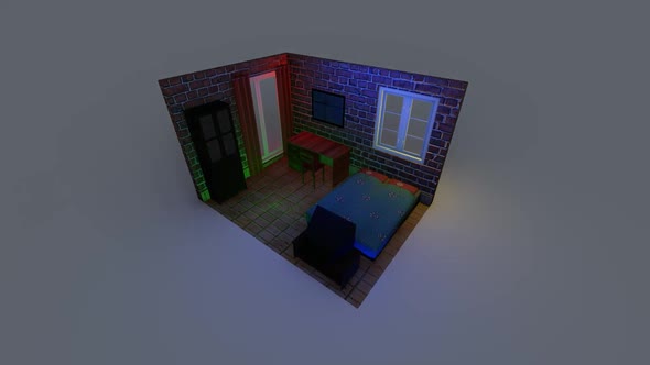 Isometric bedroom interior