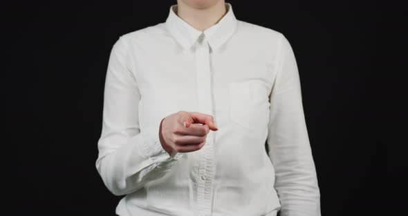 Woman's hand pointing alt