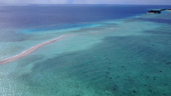 Aerial drone texture of exotic resort beach break by blue ocean and sand background