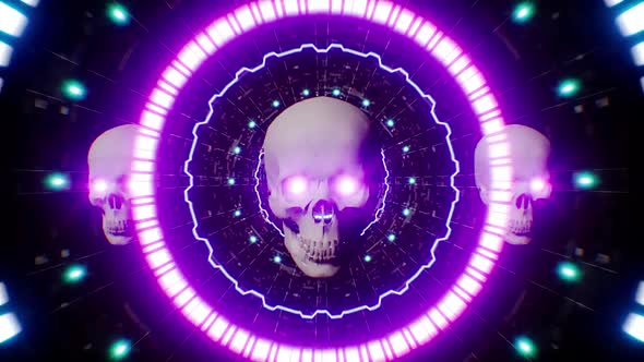 4K Skull Head VJ Tunnel Loop 02