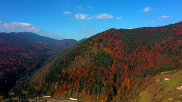 Aerial Drone Video Flying Over Carpathians Mountains, Ukraine, Europe