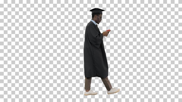 African american male student in graduation, Alpha Channel