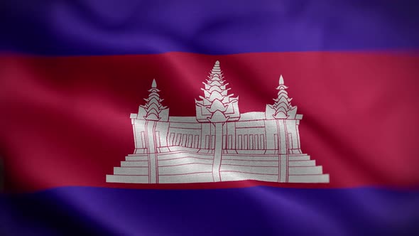 Cambodia Flag Textured Waving Front Background HD