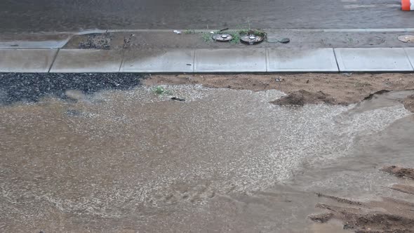 Flooding of the Road After the Rain