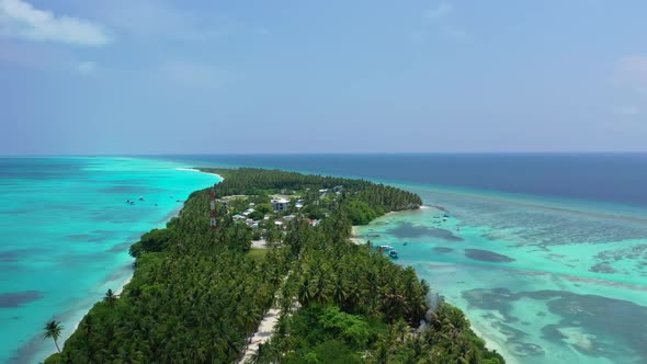 Aerial view seascape of paradise lagoon beach vacation by blue ocean with bright sand background of 