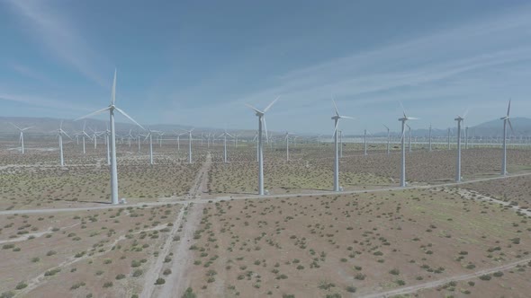 Zoom out view aerial view of the San Gorgonio, Pass Windmill California United States